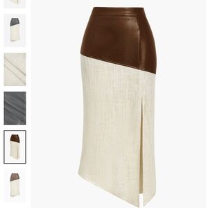 Faux leather and linen skirt